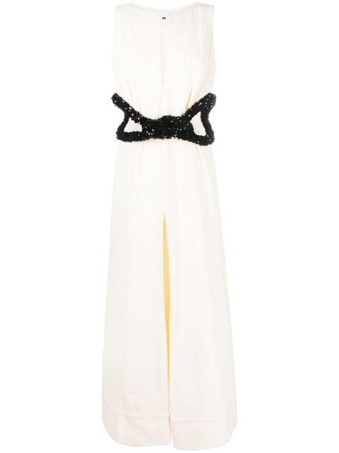 sequin-embellished A-line gown by JIL SANDER