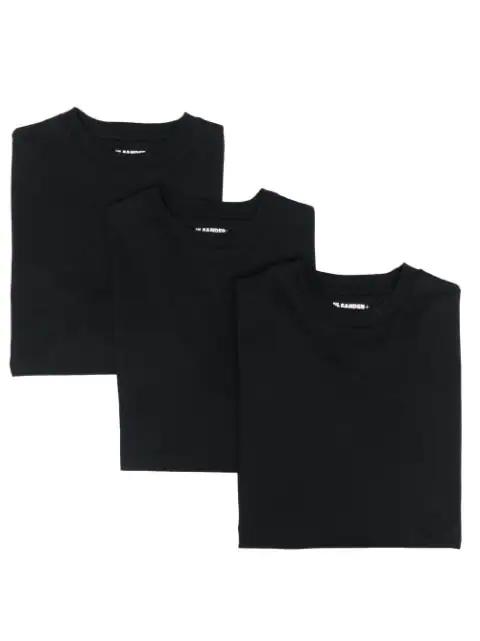 set of 3 long-sleeve logo-patch T-shirts by JIL SANDER