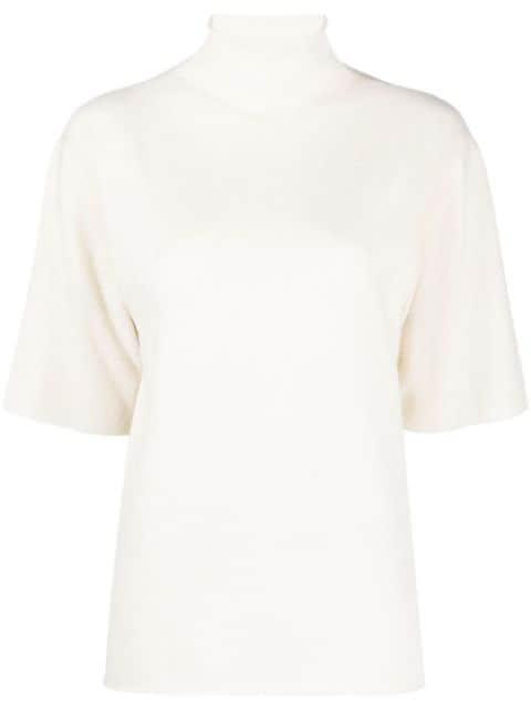 short-sleeved roll neck knitted top by JIL SANDER