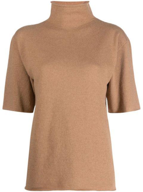 short-sleeved roll neck knitted top by JIL SANDER