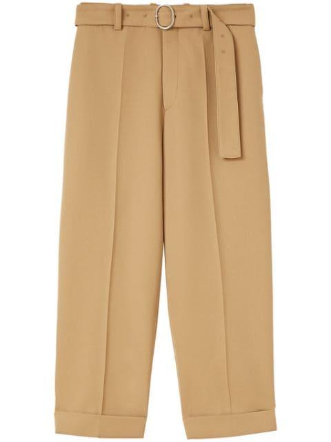 straight-leg belted wool trousers by JIL SANDER
