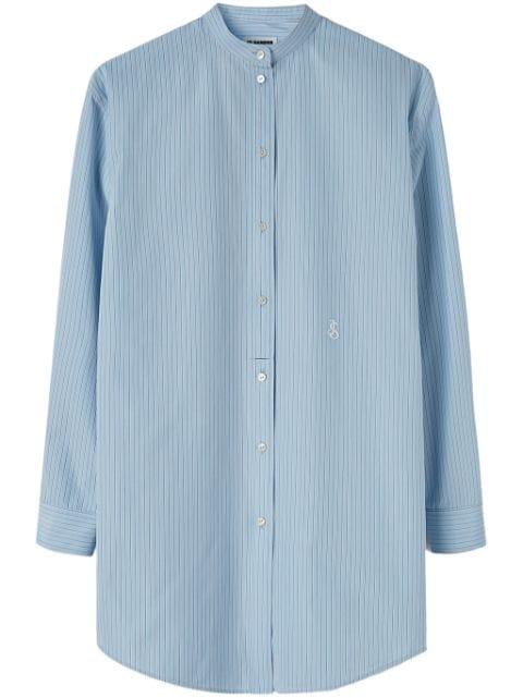 striped logo-patch cotton shirt by JIL SANDER