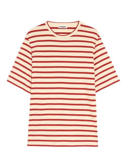 striped-pattern logo-patch T-shirt by JIL SANDER
