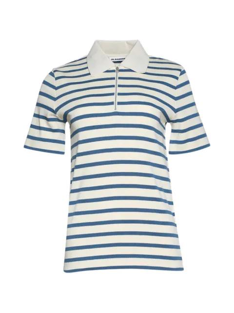 striped-pattern zip-collar polo shirt by JIL SANDER