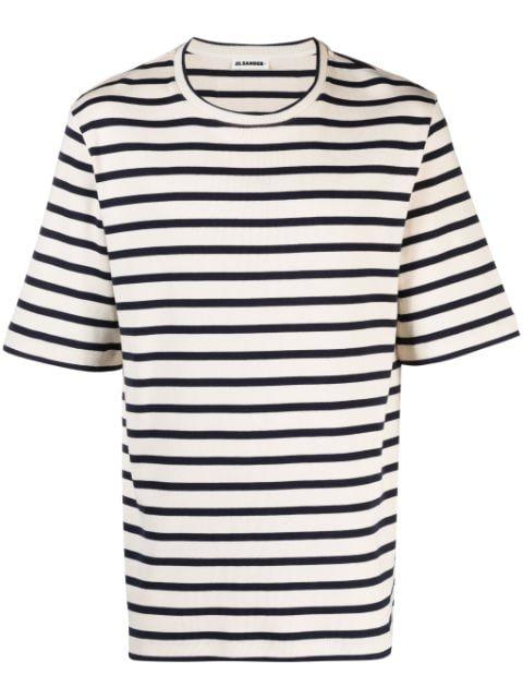 striped ribbed cotton T-shirt by JIL SANDER