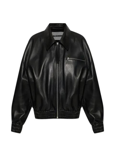 zip-up leather bomber jacket by JIL SANDER