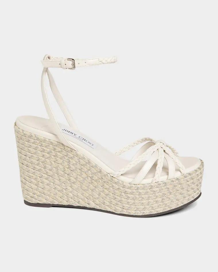 100mm Dree Leather Espadrille Wedge Sandals by JIMMY CHOO