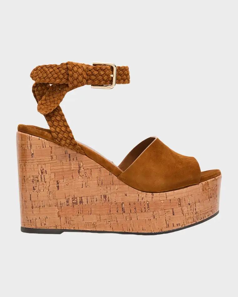 100mm Jori Suede Platform Wedge Sandals by JIMMY CHOO