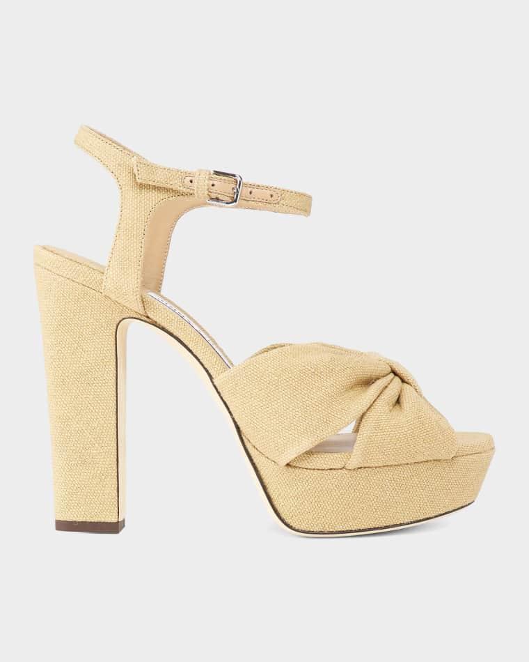 120mm Heloise Linen Knot Platform Sandals by JIMMY CHOO