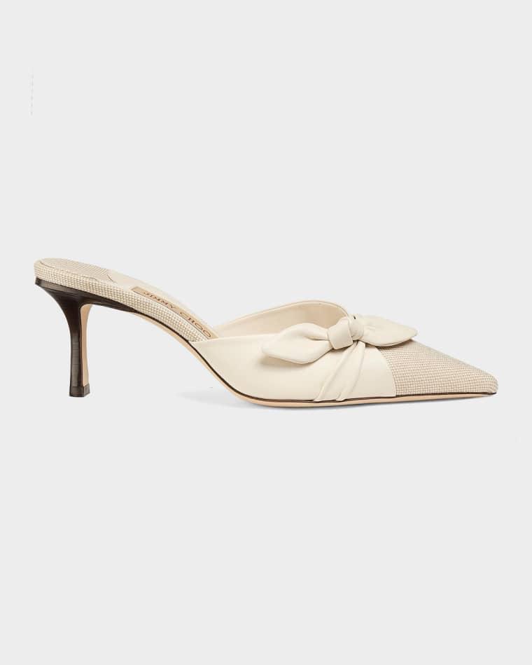 65mm Livi Flecked Canvas and Leather Mule Pumps by JIMMY CHOO