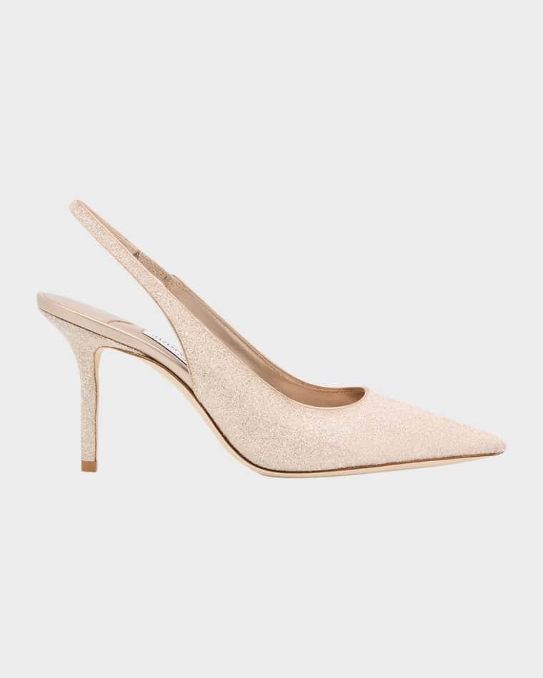 85mm Love Glittered Leather Slingback Pumps by JIMMY CHOO