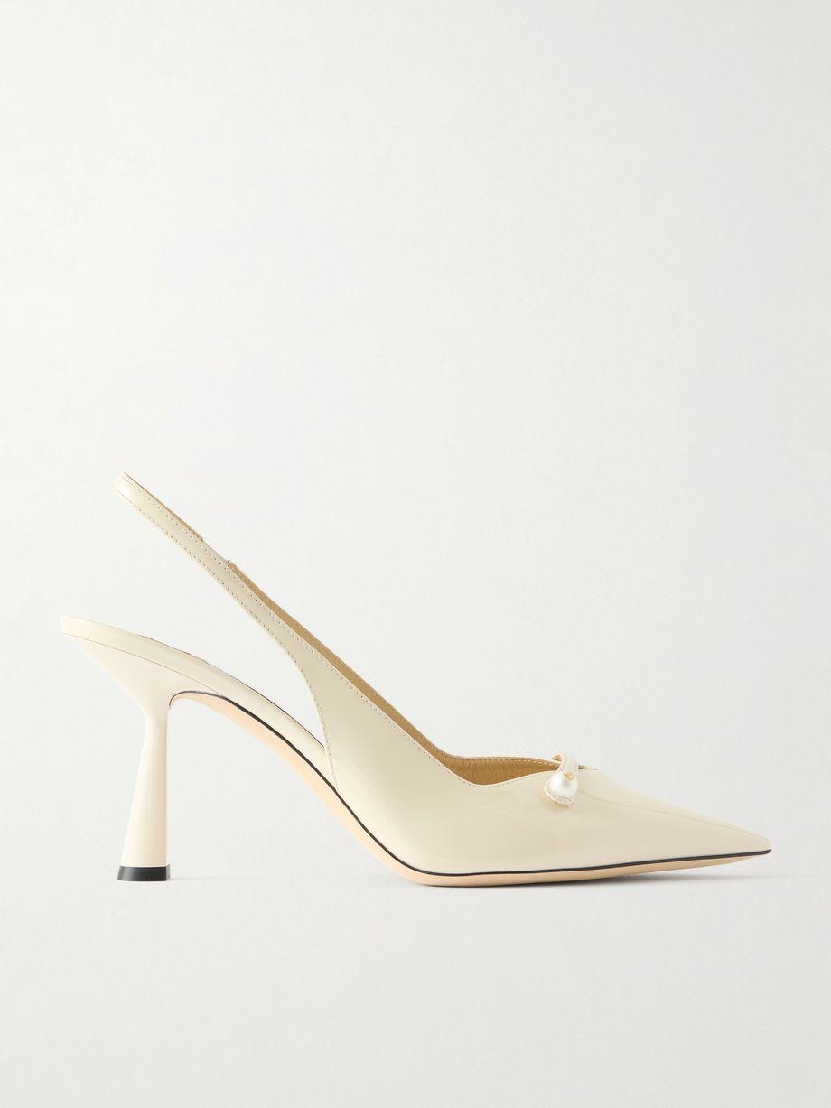 Amita 85 embellished patent-leather slingback pumps by JIMMY CHOO