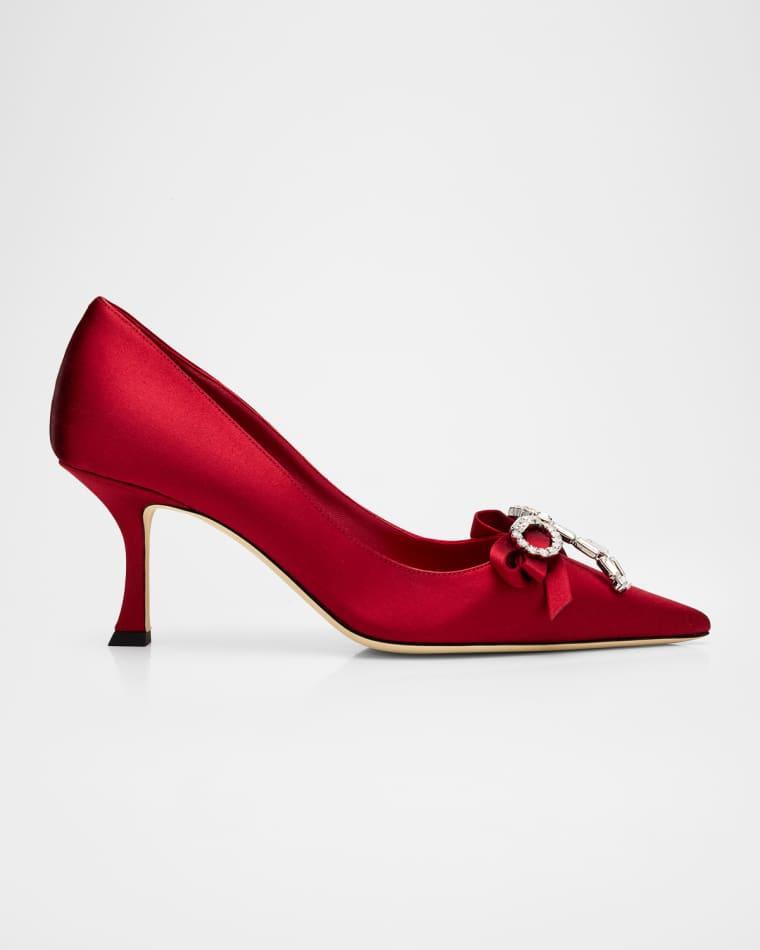 Auria 70mm Satin Pumps with Crystal Bow by JIMMY CHOO