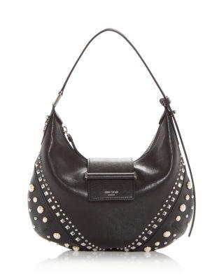 Bar Hobo Embellished Leather Shoulder Bag by JIMMY CHOO