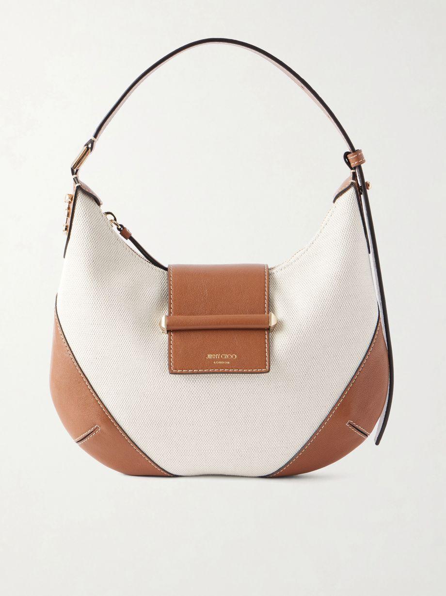 Bar small canvas leather-trim shoulder bag by JIMMY CHOO
