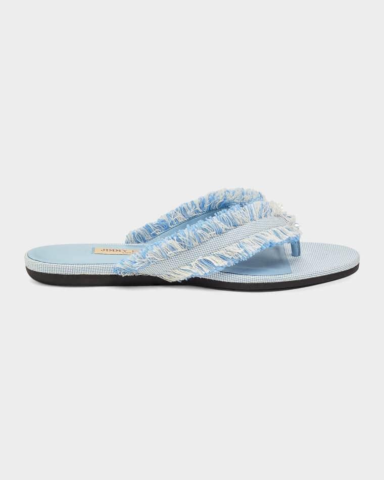 Bay Frayed Flecked Canvas Flat Thong Sandals by JIMMY CHOO