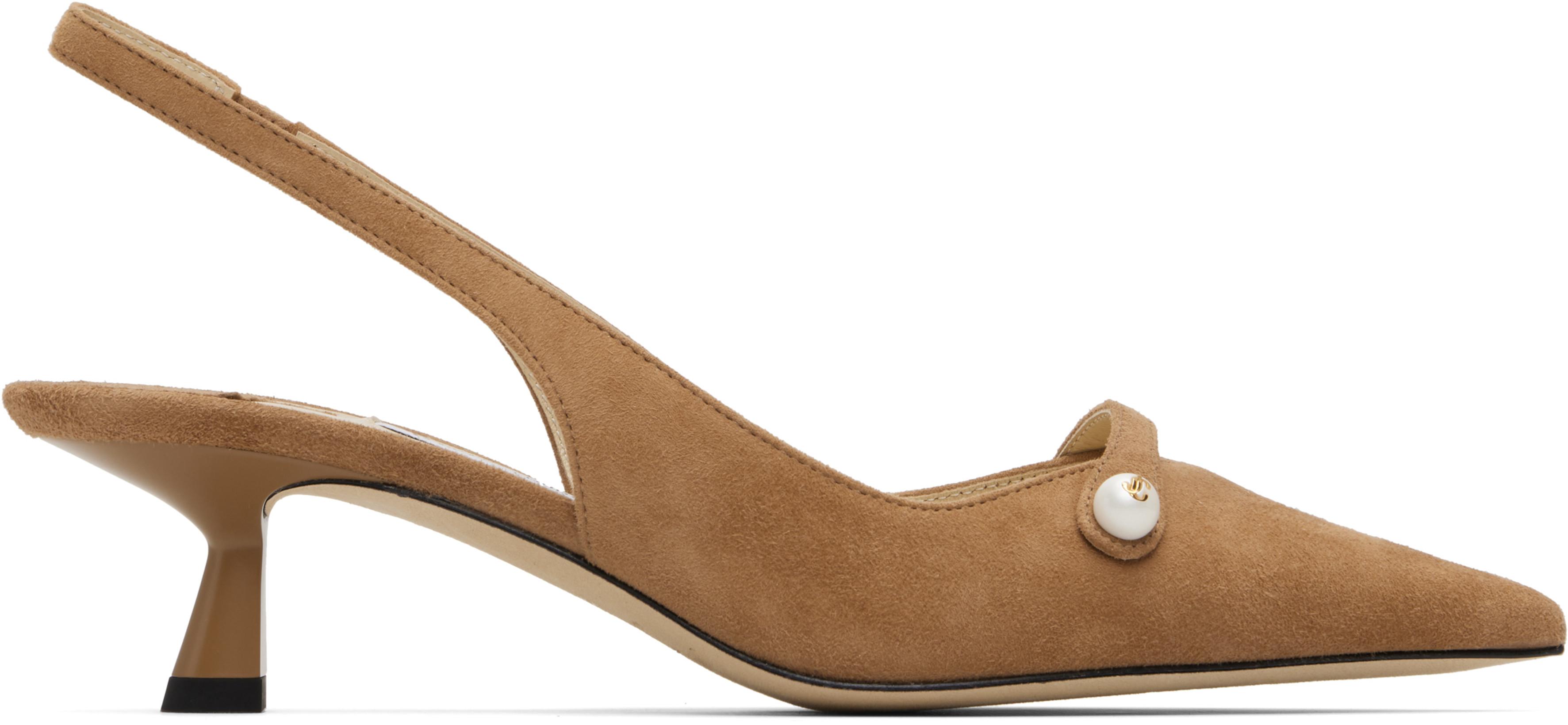 Beige Amita 45 Heels by JIMMY CHOO