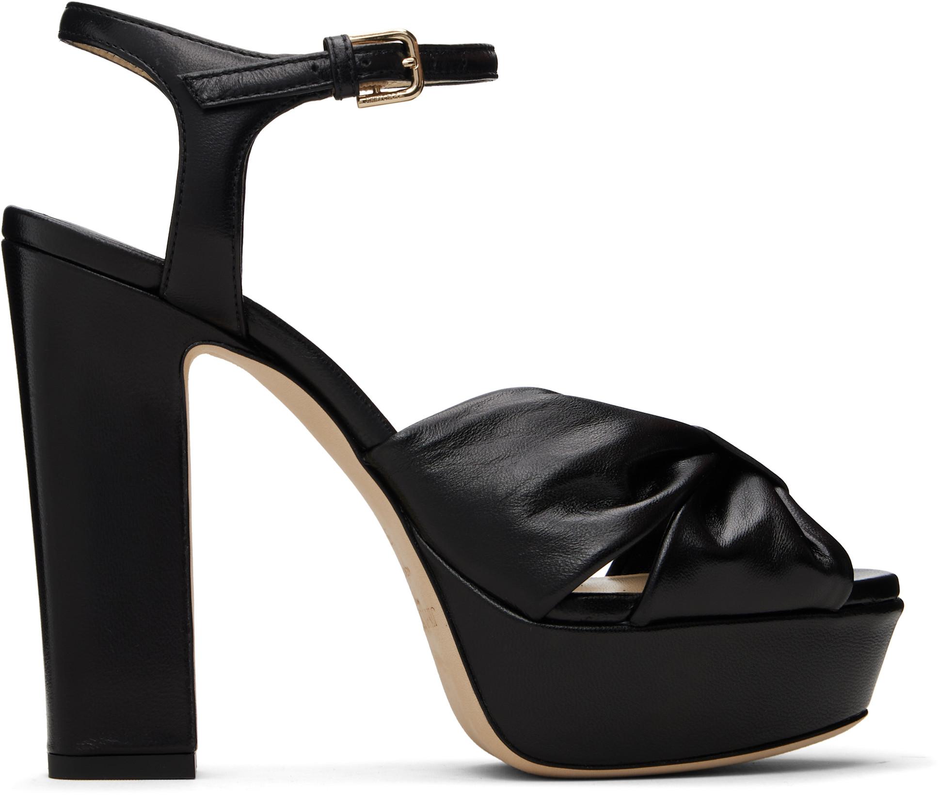 Black Heloise 120 Platform Sandals by JIMMY CHOO