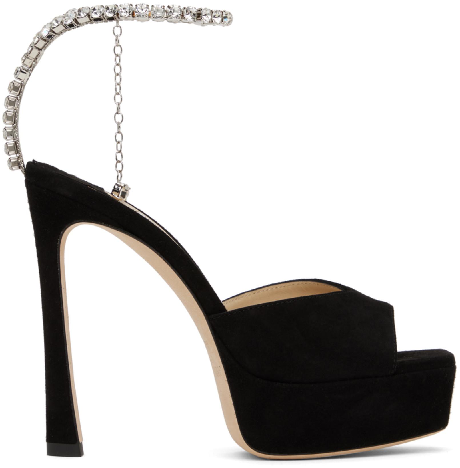 Black Saeda Platform 125 Heeled Sandals by JIMMY CHOO