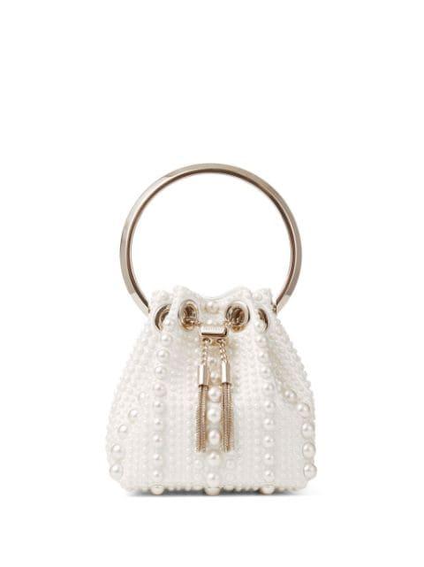Bon Bon pearl-embellished bucket bag by JIMMY CHOO