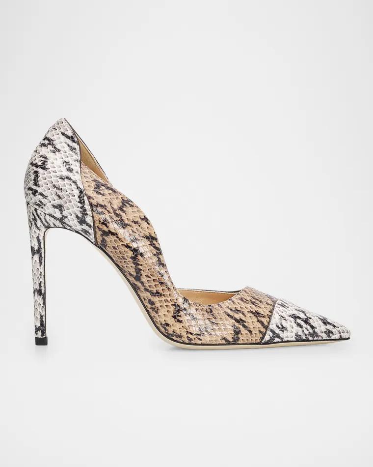 Brigitte 100mm Snake-Print Leather d'Orsay Pumps by JIMMY CHOO