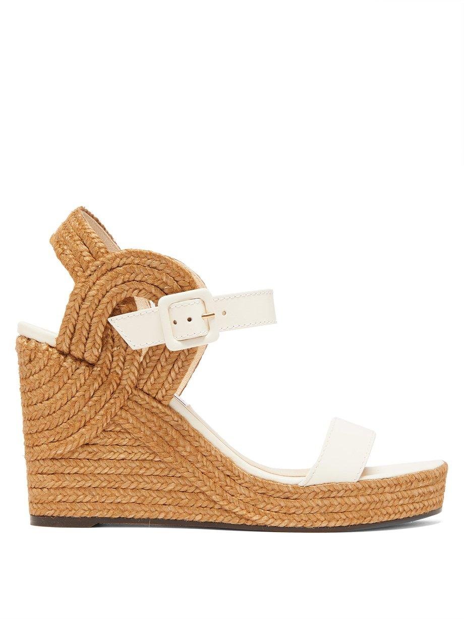 Delphi 100 leather and jute wedge sandals by JIMMY CHOO