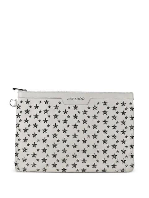 Derek star-embossed clutch by JIMMY CHOO