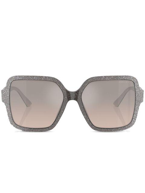 glitter-embellished square-frame sunglasses by JIMMY CHOO EYEWEAR