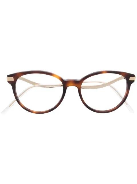 tortoiseshell round-frame glasses by JIMMY CHOO EYEWEAR
