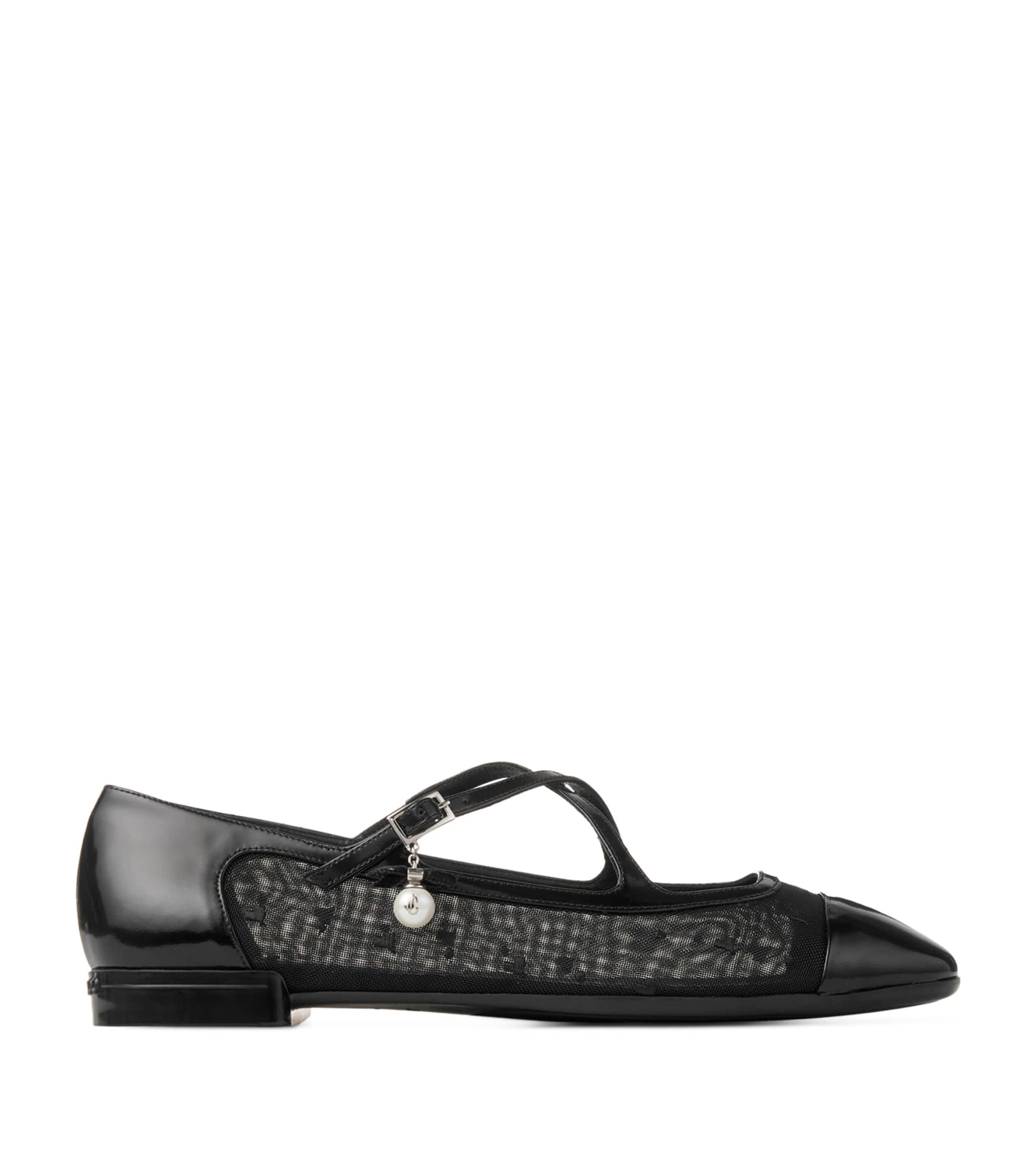 Eleri Patent Leather-Mesh Ballet Flats by JIMMY CHOO