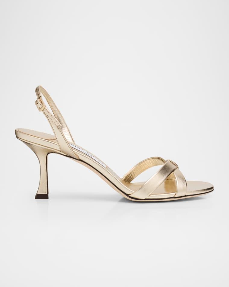 Elsy 70 Metallic Leather Slingback Sandals by JIMMY CHOO