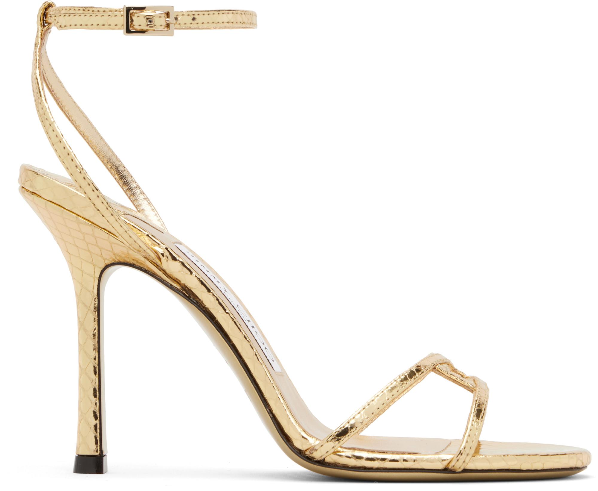 Gold Leo 100 Candy Wrap Heeled Sandals by JIMMY CHOO
