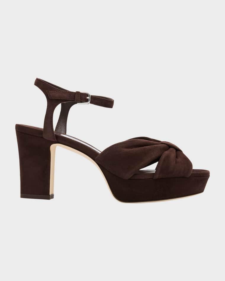 Heloise Suede Knot Platform Sandals by JIMMY CHOO