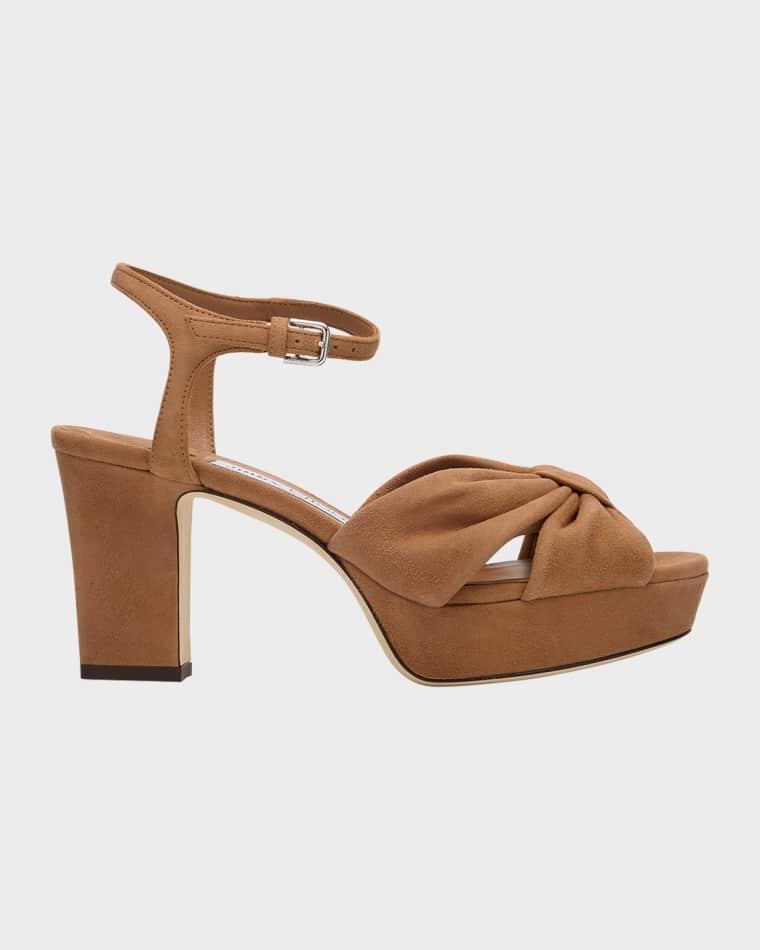 Heloise Suede Knot Platform Sandals by JIMMY CHOO