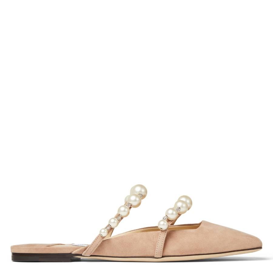 Jimmy Choo Amaya Pearly Two-Band Suede Flats by JIMMY CHOO