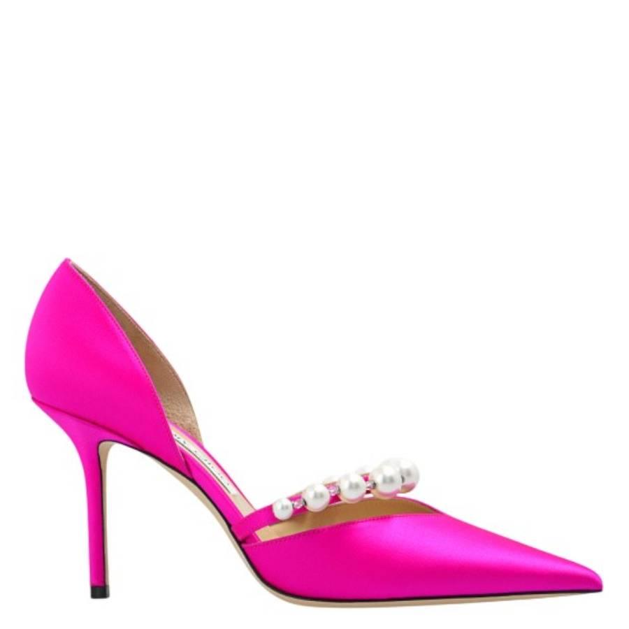 Jimmy Choo Aurelie 85 Satin Pearl Pumps by JIMMY CHOO