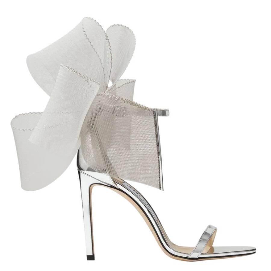Jimmy Choo Aveline 100 Asymmetric Bow Deatil Sandals by JIMMY CHOO
