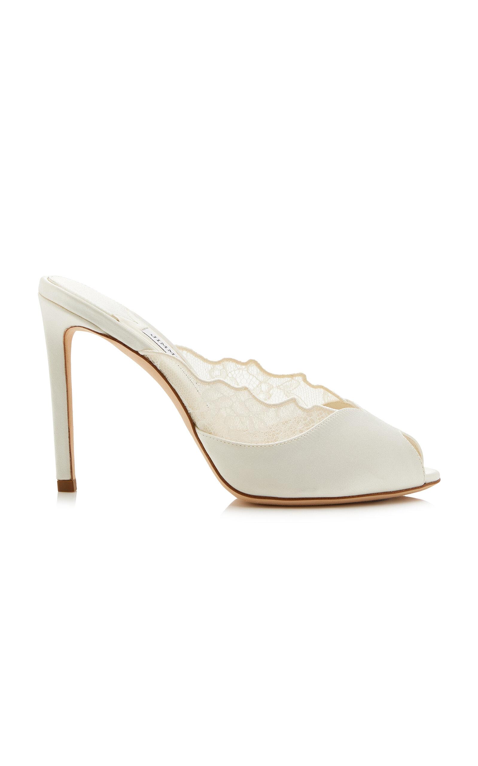Jimmy Choo Brigitte Lace-Trimmed Satin Mules - Moda Operandi by JIMMY CHOO