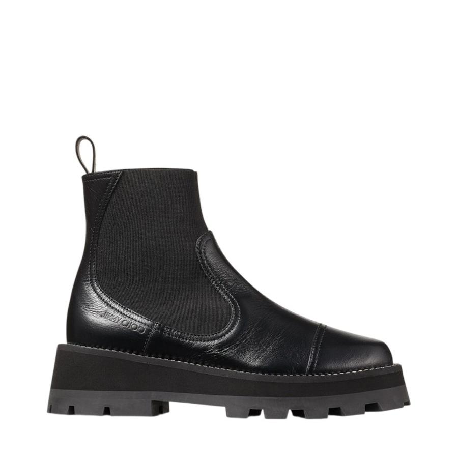 Jimmy Choo Clayton Black Leather Flat Ankle Boots by JIMMY CHOO