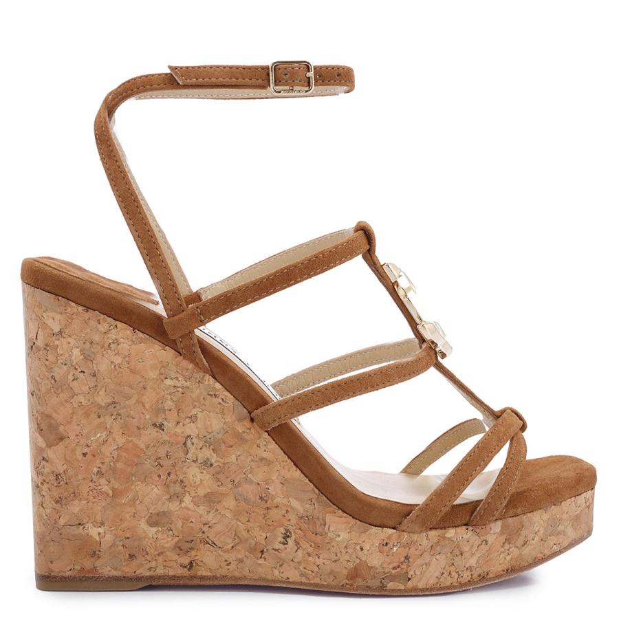 Jimmy Choo Cuoio Suede JC Emblem 110 Wedges by JIMMY CHOO