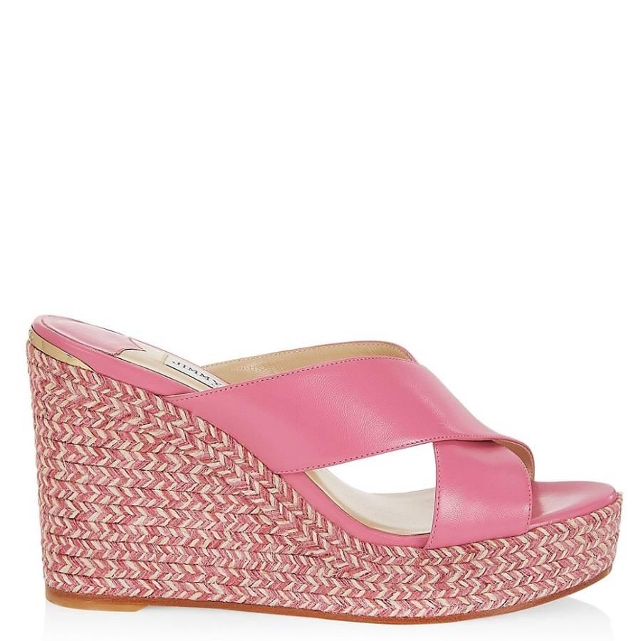 Jimmy Choo Dovina 100 Leather Wedge Sandals by JIMMY CHOO