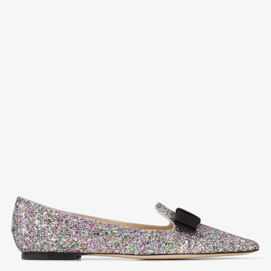 Jimmy Choo Gala Coarse Glitter Fabric Flats by JIMMY CHOO