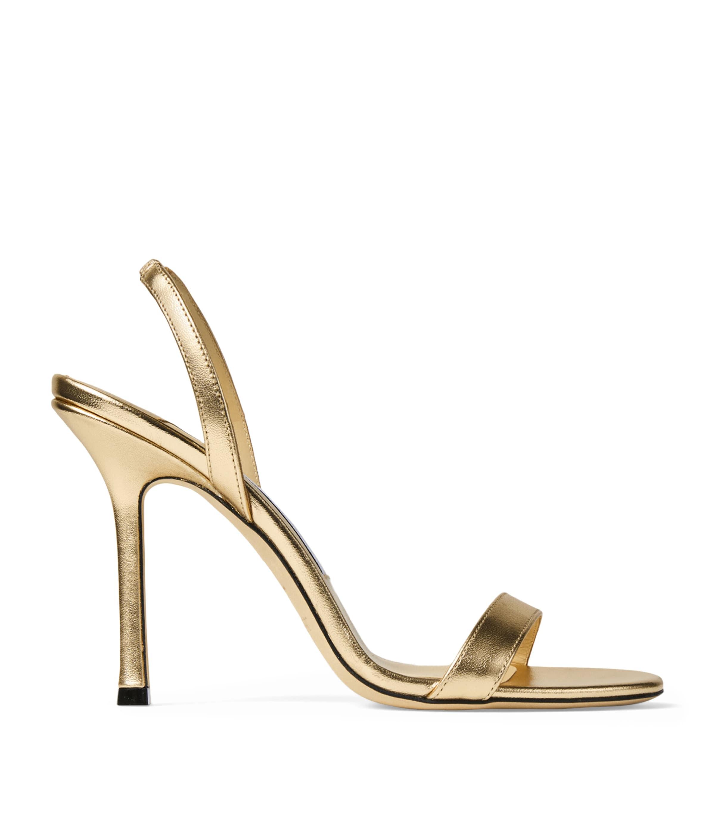 Jimmy Choo Jen 100 Metallic Leather Heeled Sandals by JIMMY CHOO