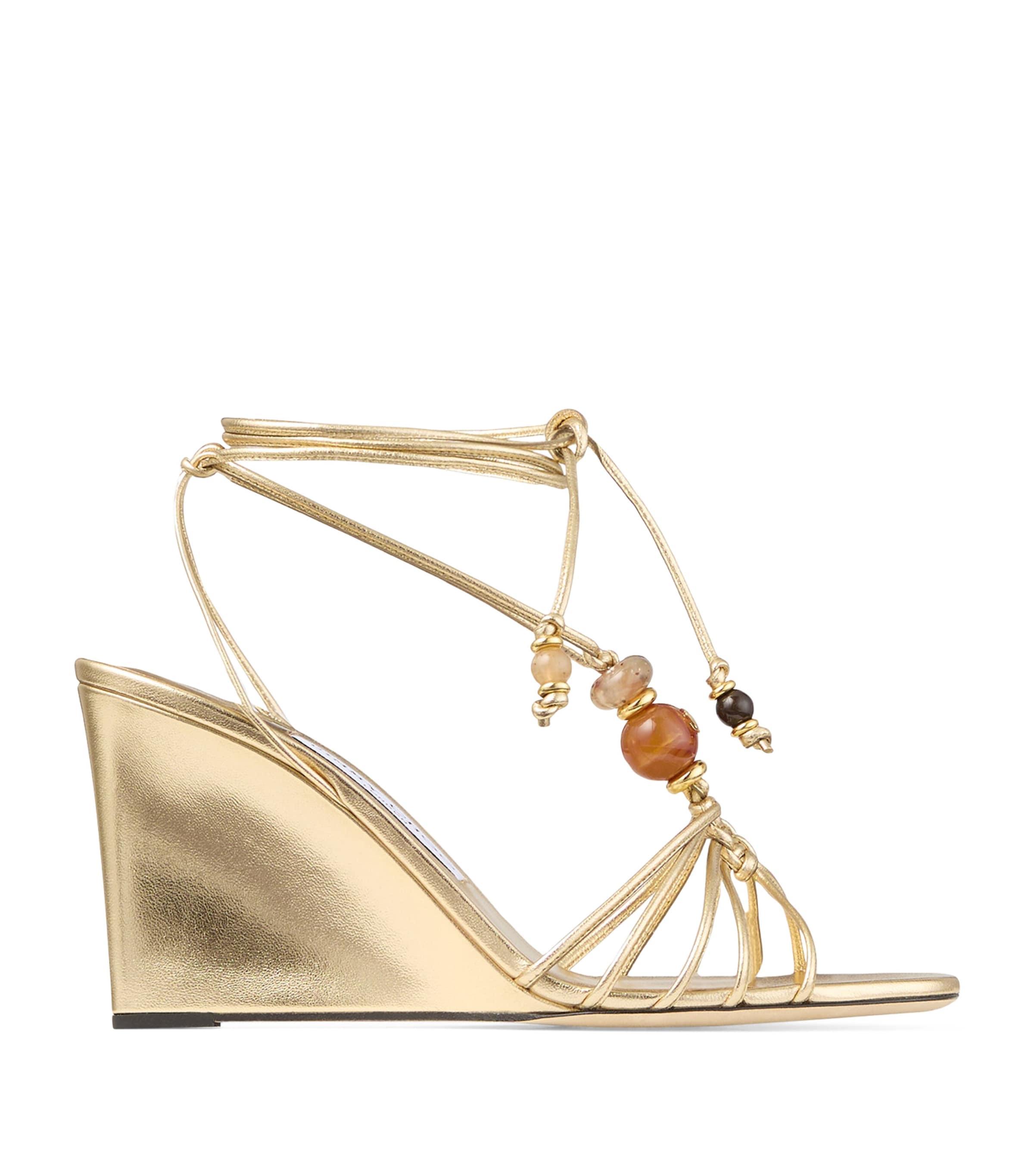 Jimmy Choo Lova 85 Metallic Leather Wedge Sandals by JIMMY CHOO