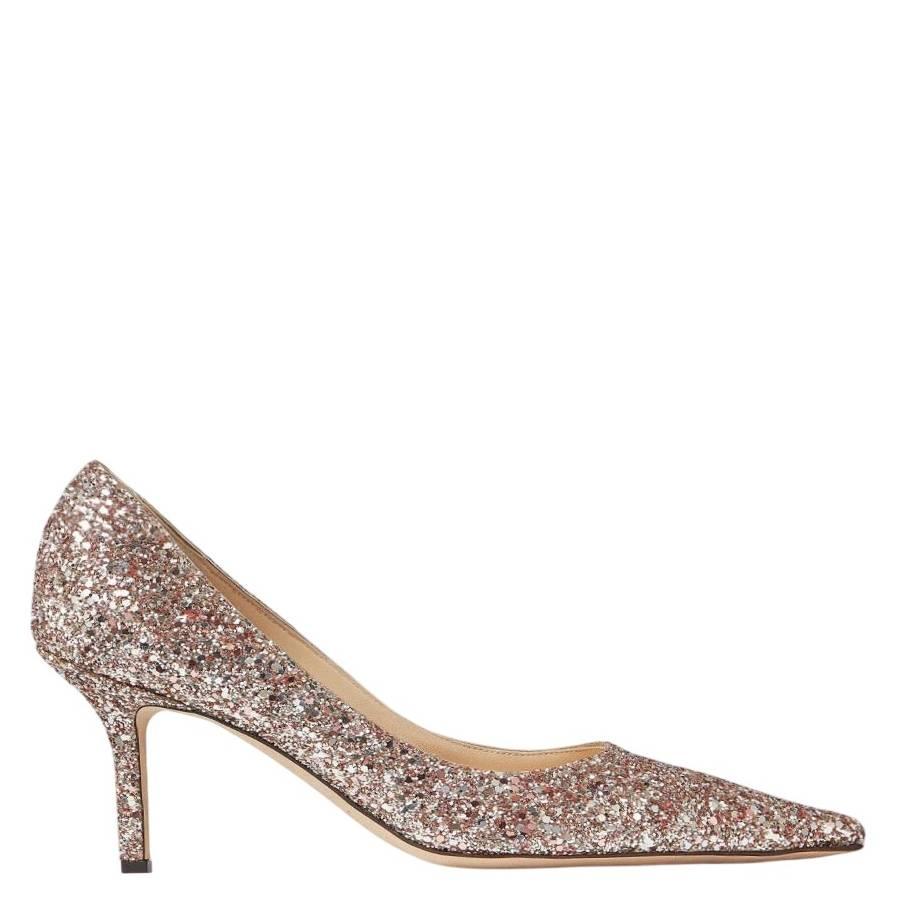 Jimmy Choo Love 65 Rose Coarse Glitter Fabric Pumps by JIMMY CHOO