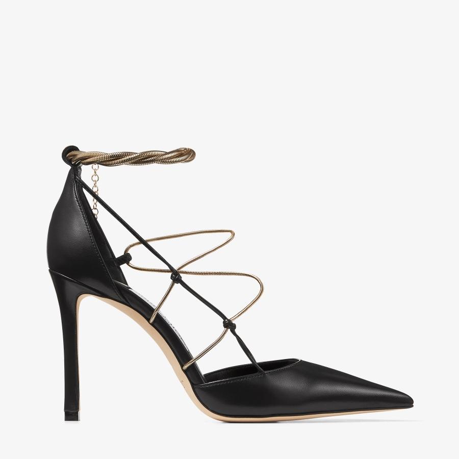 Jimmy Choo Olesia 95Mm Black Leather Pumps by JIMMY CHOO