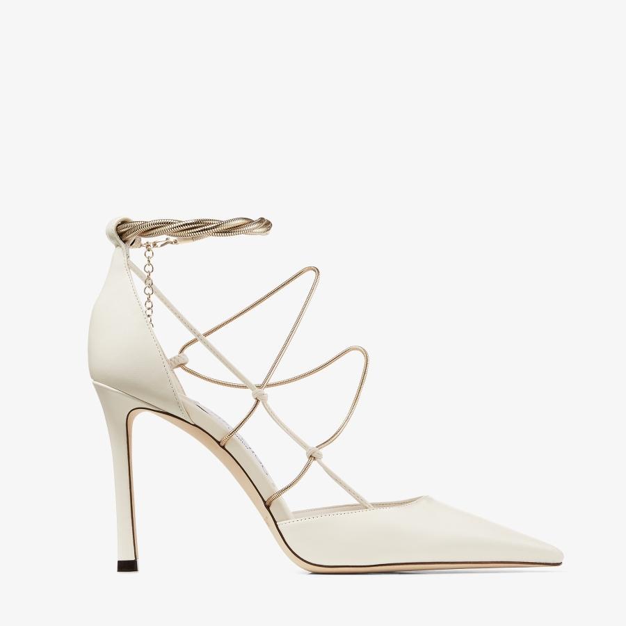 Jimmy Choo Olesia 95mm Chain-Embellished Leather Pumps by JIMMY CHOO