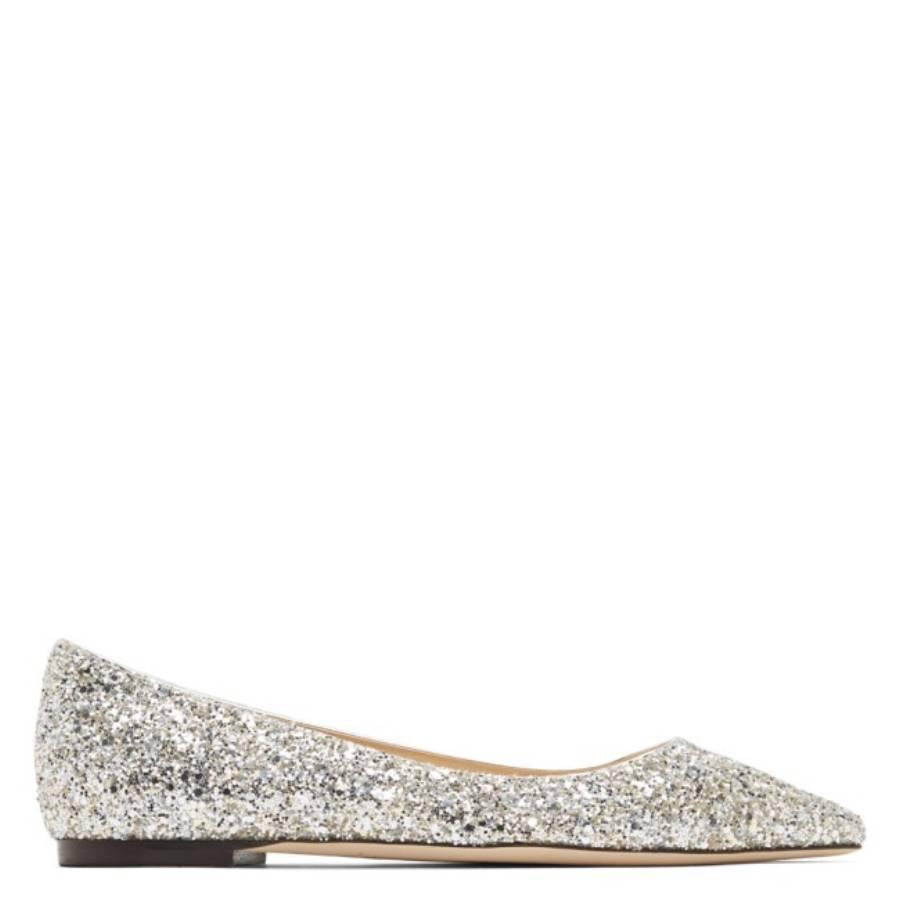 Jimmy Choo Romy Coarse Glitter Flats by JIMMY CHOO