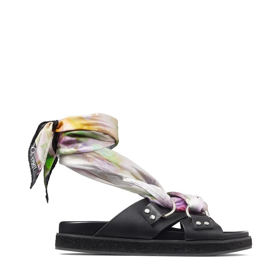 Jimmy Choo Ruzah Black Vachetta Leather Slip-On Flats by JIMMY CHOO