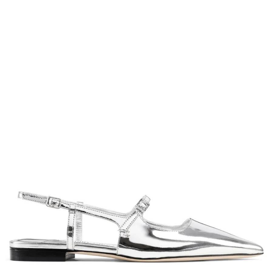 Jimmy Choo Silver Didi Leather Ballet Flats by JIMMY CHOO